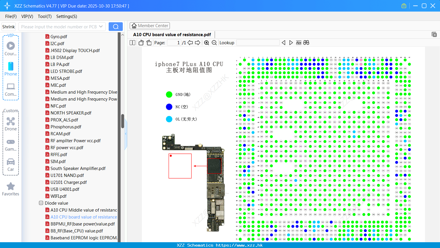 IPhone A10 CPU Board Value Of Resistance